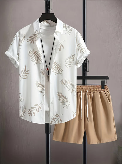 Herren Sommer Set – Tropisches Freizeit Outfit mit Hemd und Shorts, Ideal für Urlaub und Alltag
