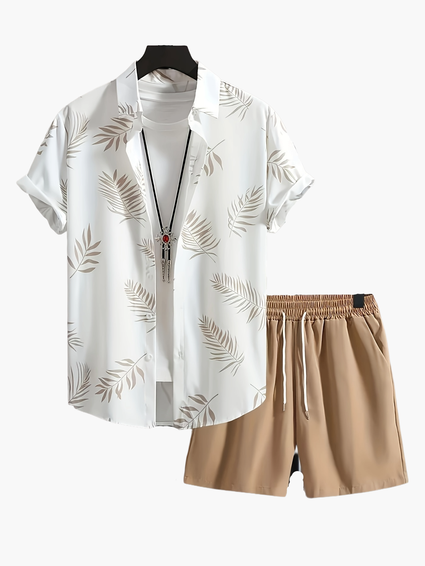 Herren Sommer Set – Tropisches Freizeit Outfit mit Hemd und Shorts, Ideal für Urlaub und Alltag