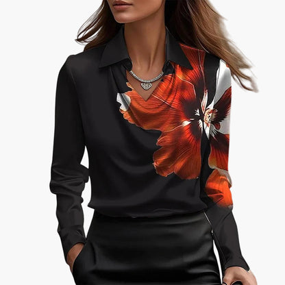 Damen Satinbluse mit Wasserfallausschnitt – Eleganter Business- & Freizeitstil