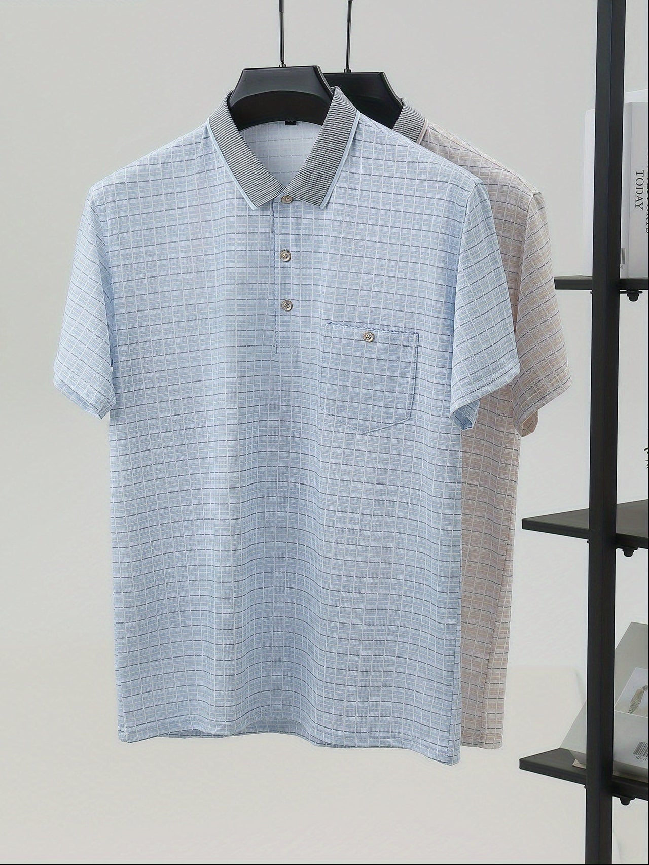 Herren Polohemd Kariert Modern Business Casual
