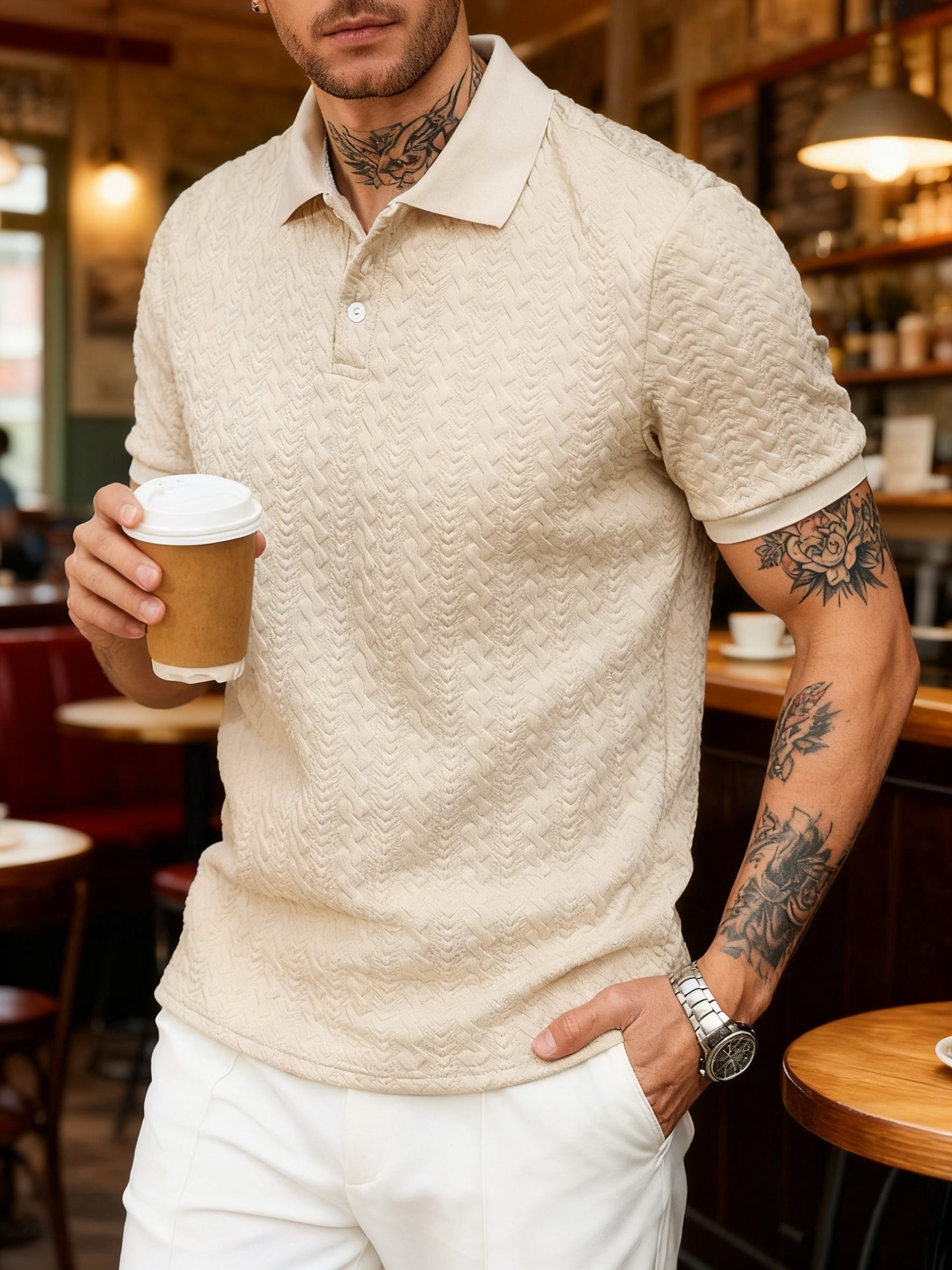 Herren Poloshirt mit Strickstruktur – Stilvolles Freizeitshirt für Alltag und Ausgehen