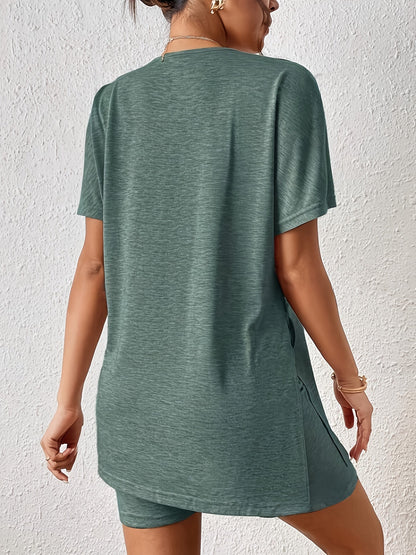 Damen Lounge-Set mit Oversize T-Shirt und Shorts – Bequemer Freizeit-Look, ideal für Zuhause und Alltag