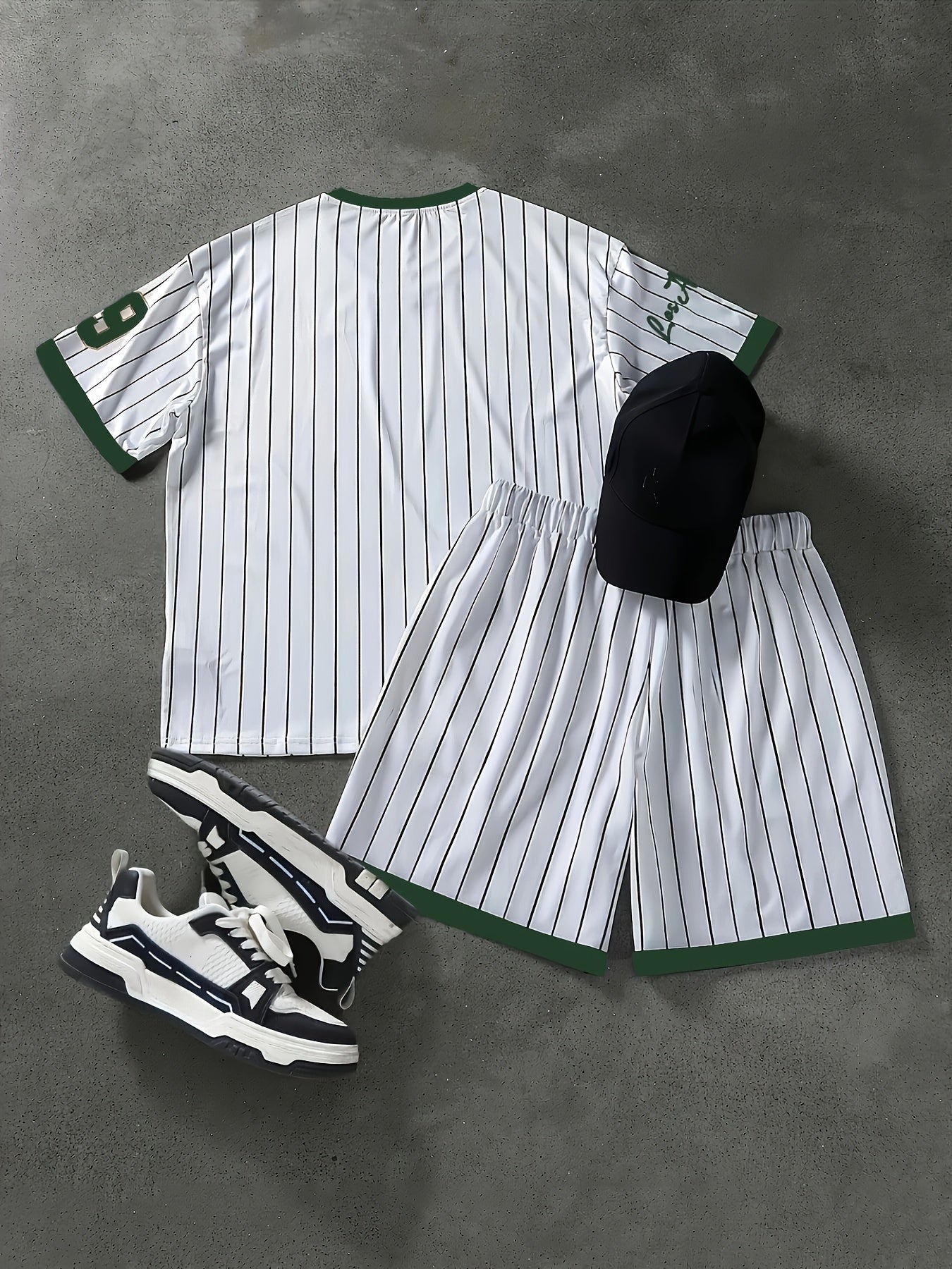 Herren Sportset Los Angeles 79 – Pinstripe Shirt und Shorts im Retro-Stil