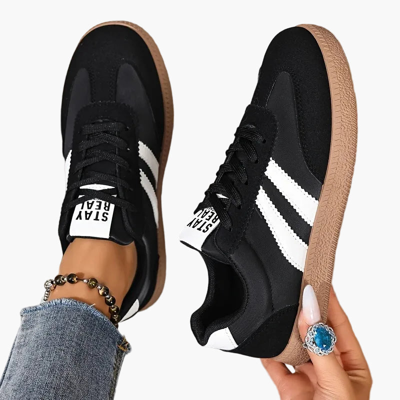 Damen Retro Sneaker mit Streifen – Lässige Streetstyle Turnschuhe für Alltag & Freizeit