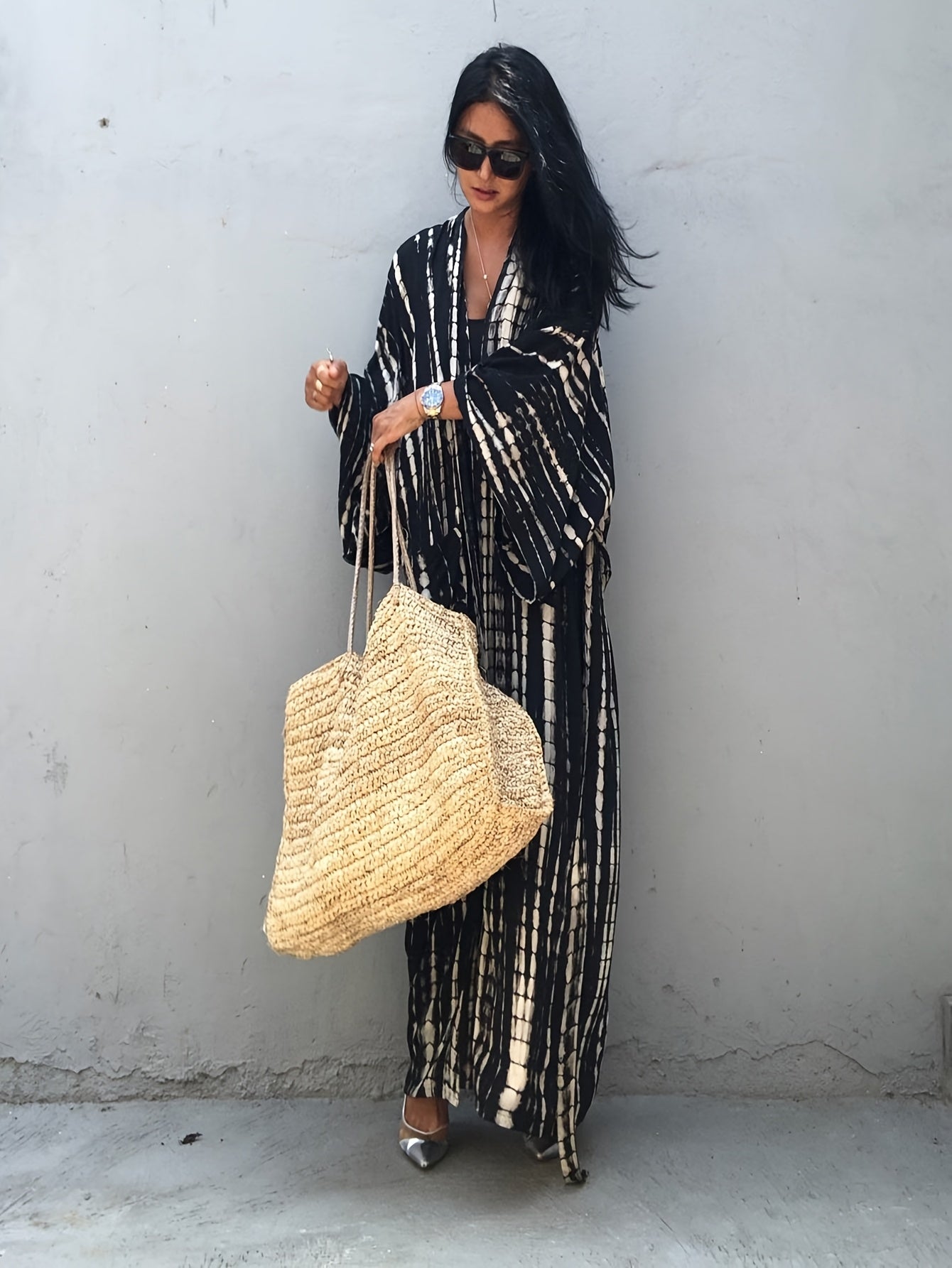 Damen Maxikleid Kimono Style – Eleganter Überwurf für Strand und Urlaub