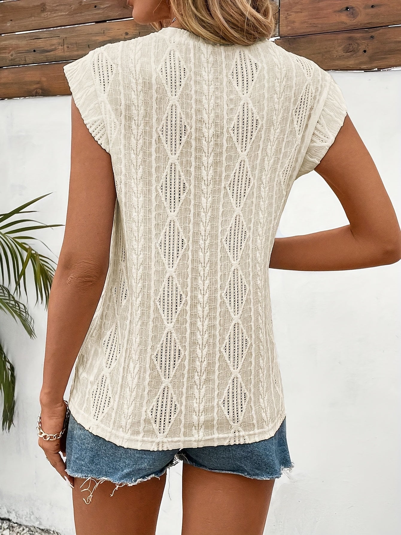 Damen Sommer Top im Boho-Stil mit Lochmuster – Ideal für Freizeit und Urlaub