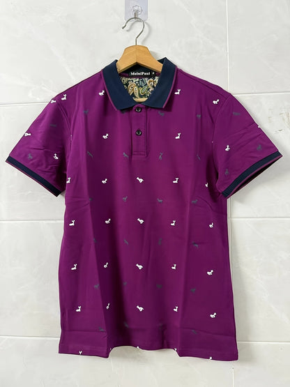 Herren Polohemd mit Muster und Kontrastkragen – Modernes Freizeit-Design