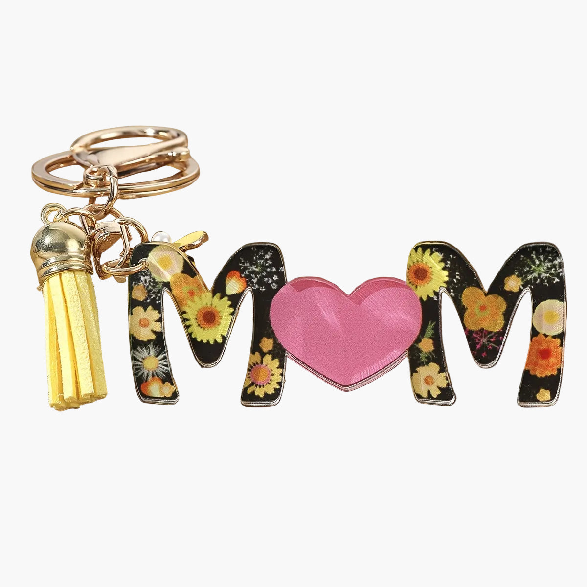 Schlüsselanhänger Muttertag Damen – Herz & Blumen Design, Modischer Geschenkartikel für Mama