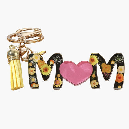 Schlüsselanhänger Muttertag Damen – Herz & Blumen Design, Modischer Geschenkartikel für Mama