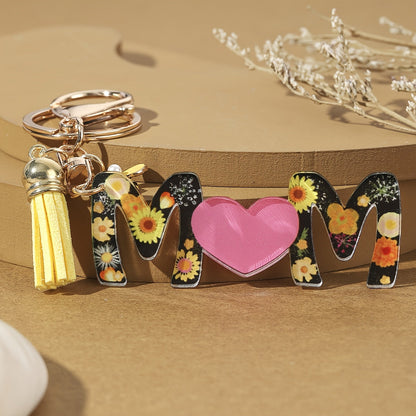 Schlüsselanhänger Muttertag Damen – Herz & Blumen Design, Modischer Geschenkartikel für Mama