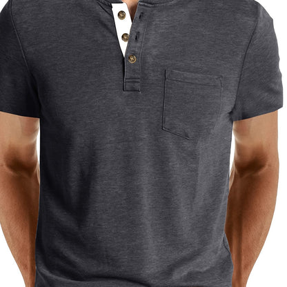 Herren Henley T-Shirt Kurzarm mit Knopfleiste – Casual Freizeitshirt