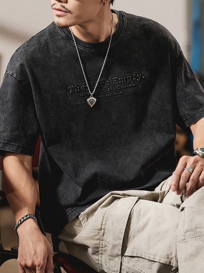 Herren Oversize Streetwear T-Shirt mit Prägung – Urban Style Kurzarm Freizeitshirt