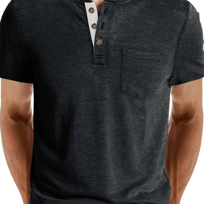Herren Henley T-Shirt Kurzarm mit Knopfleiste – Casual Freizeitshirt