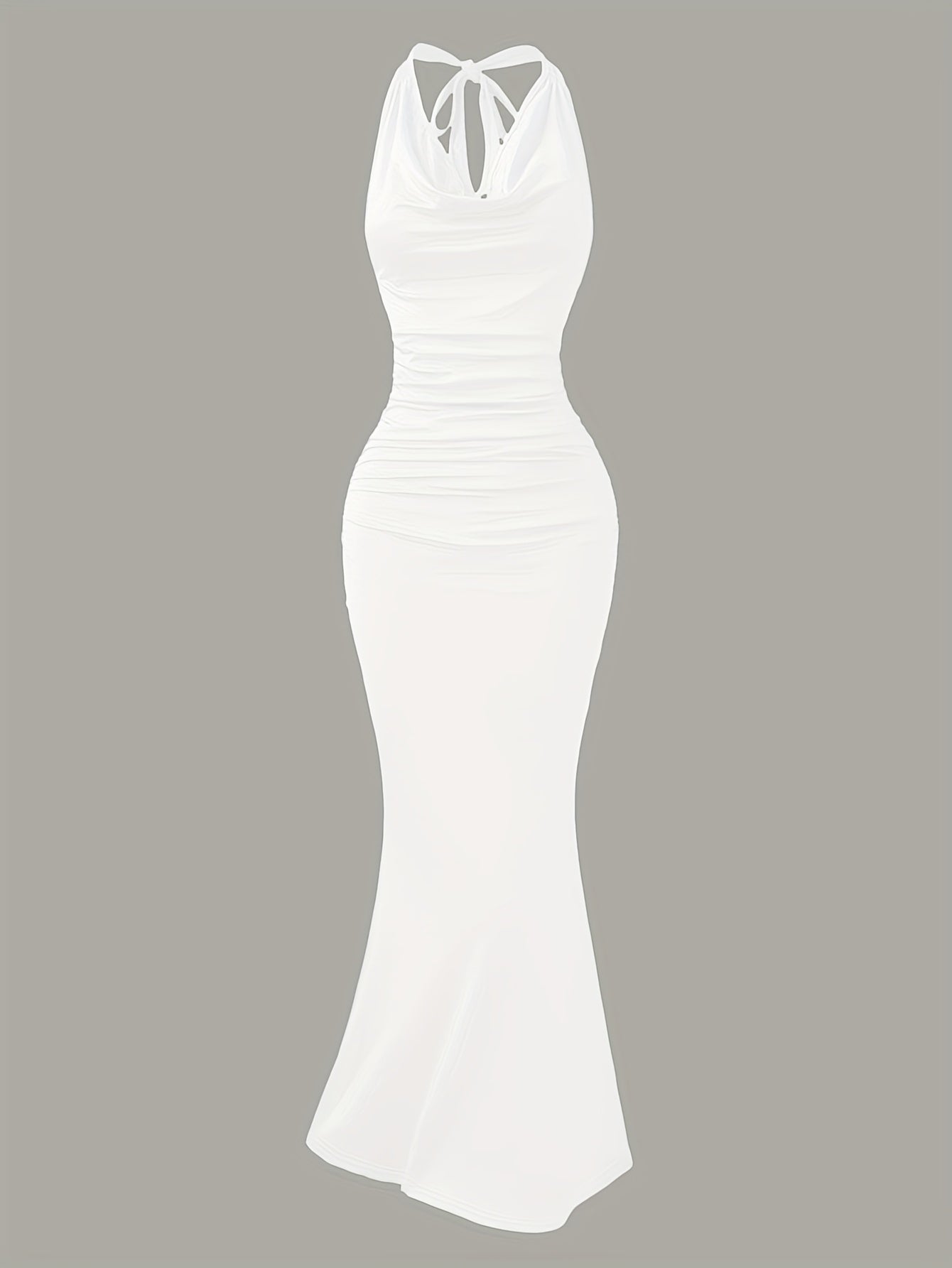 Damen Abendkleid Elegantes Maxikleid mit Wasserfallausschnitt und Rückenfrei für besondere Anlässe