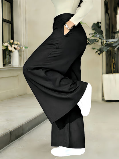 Damen Weitbein-Hose mit hoher Taille und modernem Look – Elegante Business- und Freizeitmode