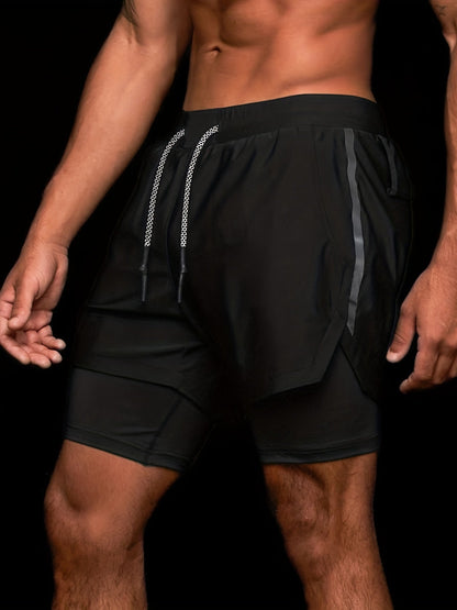 Herren Dual-Layer Fitness Shorts – Trainingsshorts mit Innenshorts für Sport und Fitness