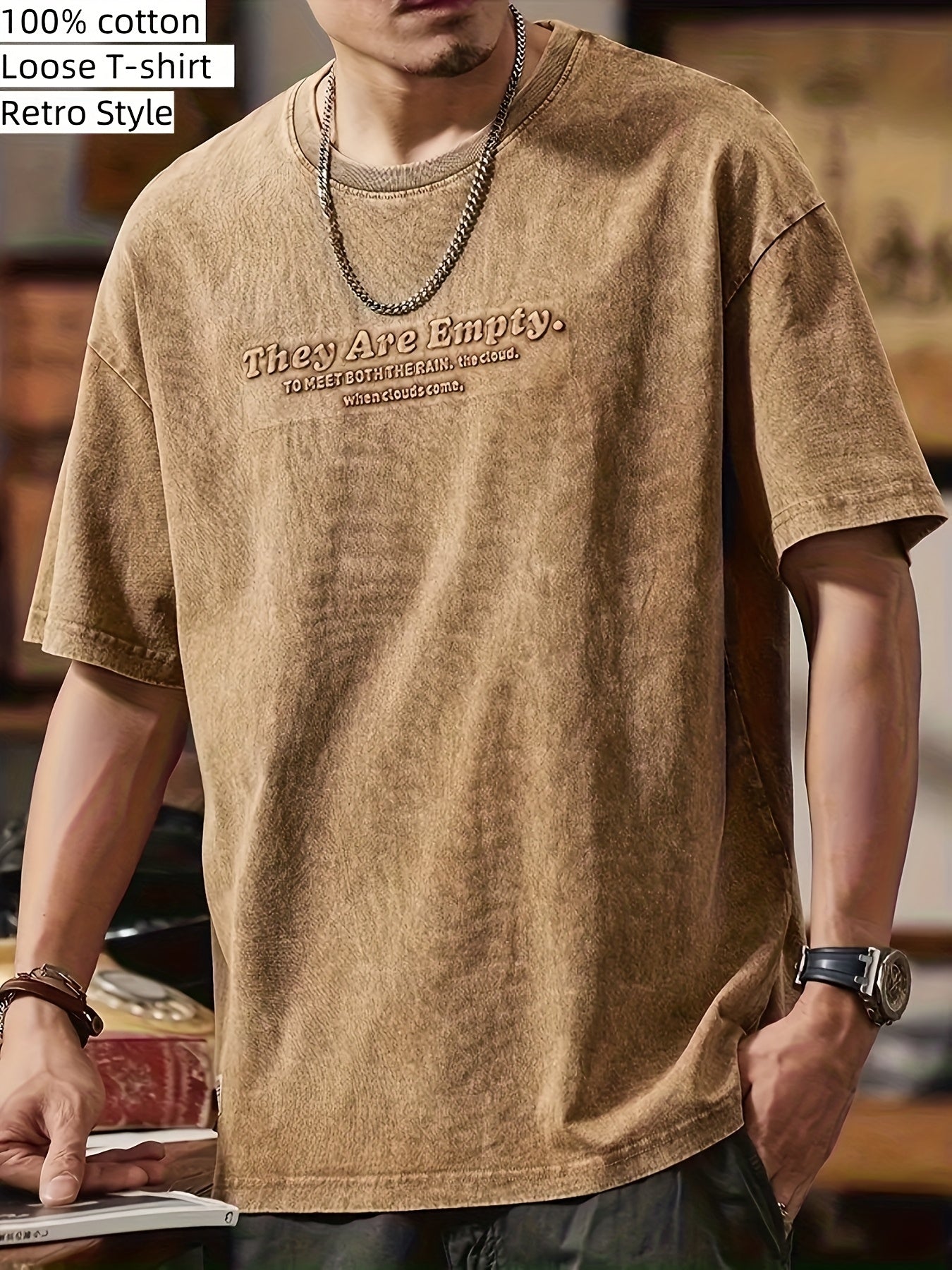 Herren Oversize Streetwear T-Shirt mit Prägung – Urban Style Kurzarm Freizeitshirt