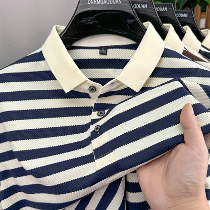 Herren Poloshirt mit klassischem Streifenmuster – Kurzarm, maritimer Look, eleganter Freizeitstil