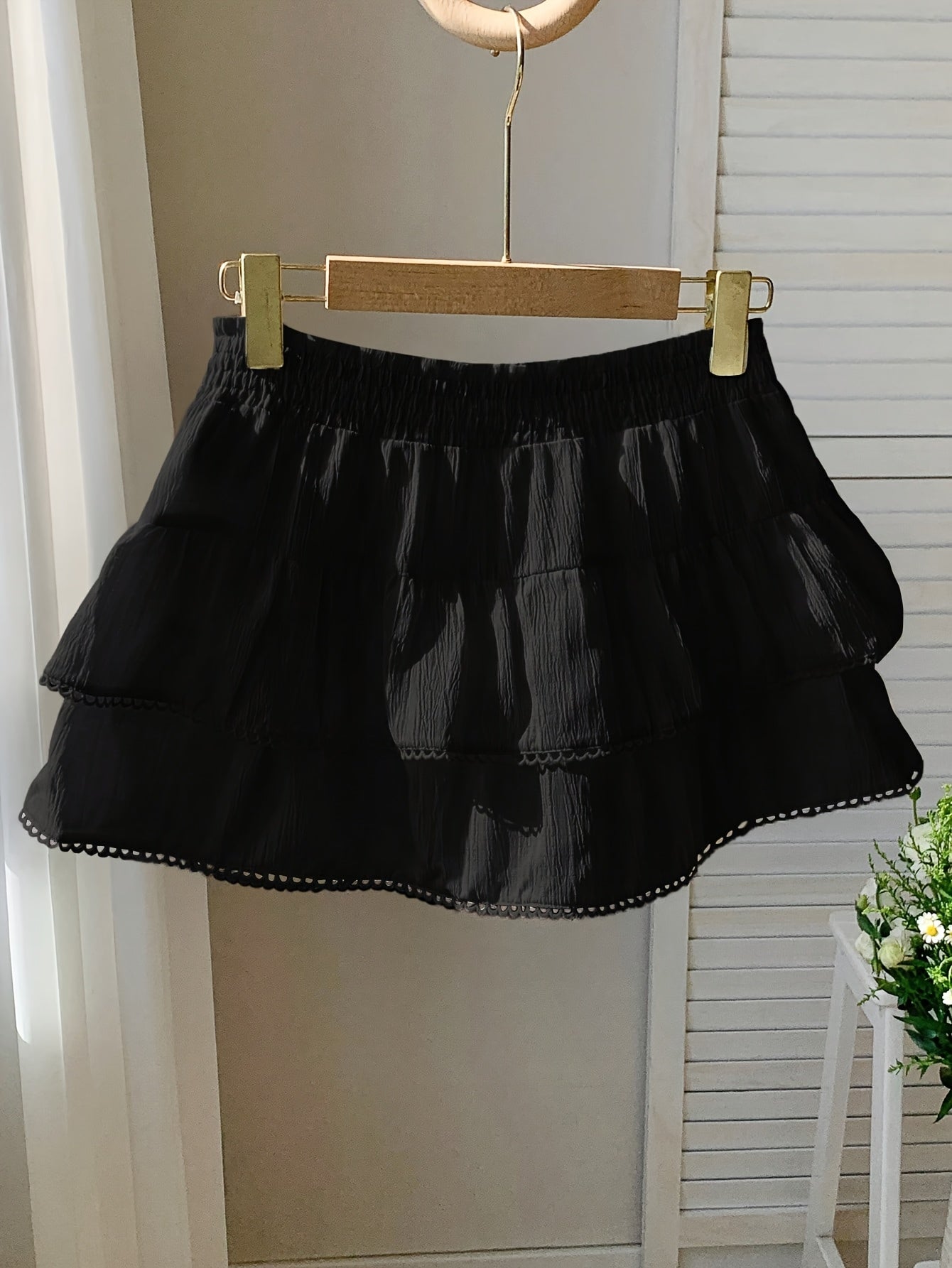 Damen Volant Minirock mit Stufen und elastischem Bund – Verspielter Boho-Look für Alltag und Urlaub