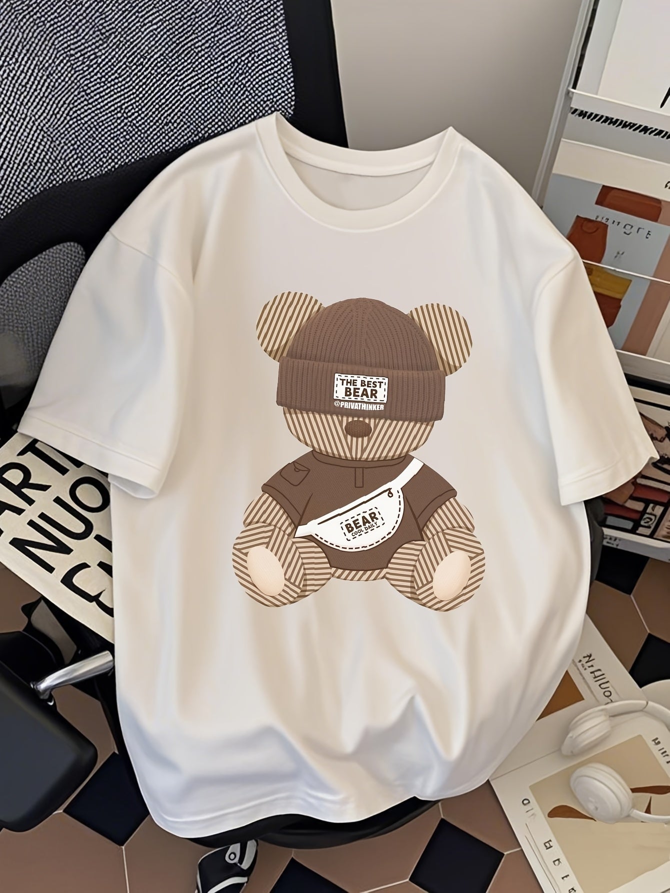 Herren Streetwear T-Shirt mit coolem Bären-Motiv – Urban Style, Kurzarm, Lässiges Design