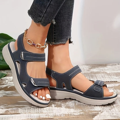 Damen Komfort-Sandalen mit Klettverschluss und Plateau – Perfekt für Alltag und Freizeit