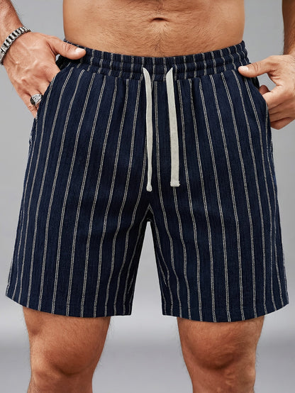 Herren Freizeithorts mit Nadelstreifen und Kordelzug – Stilvolle Sommer-Shorts für Alltag und Sport