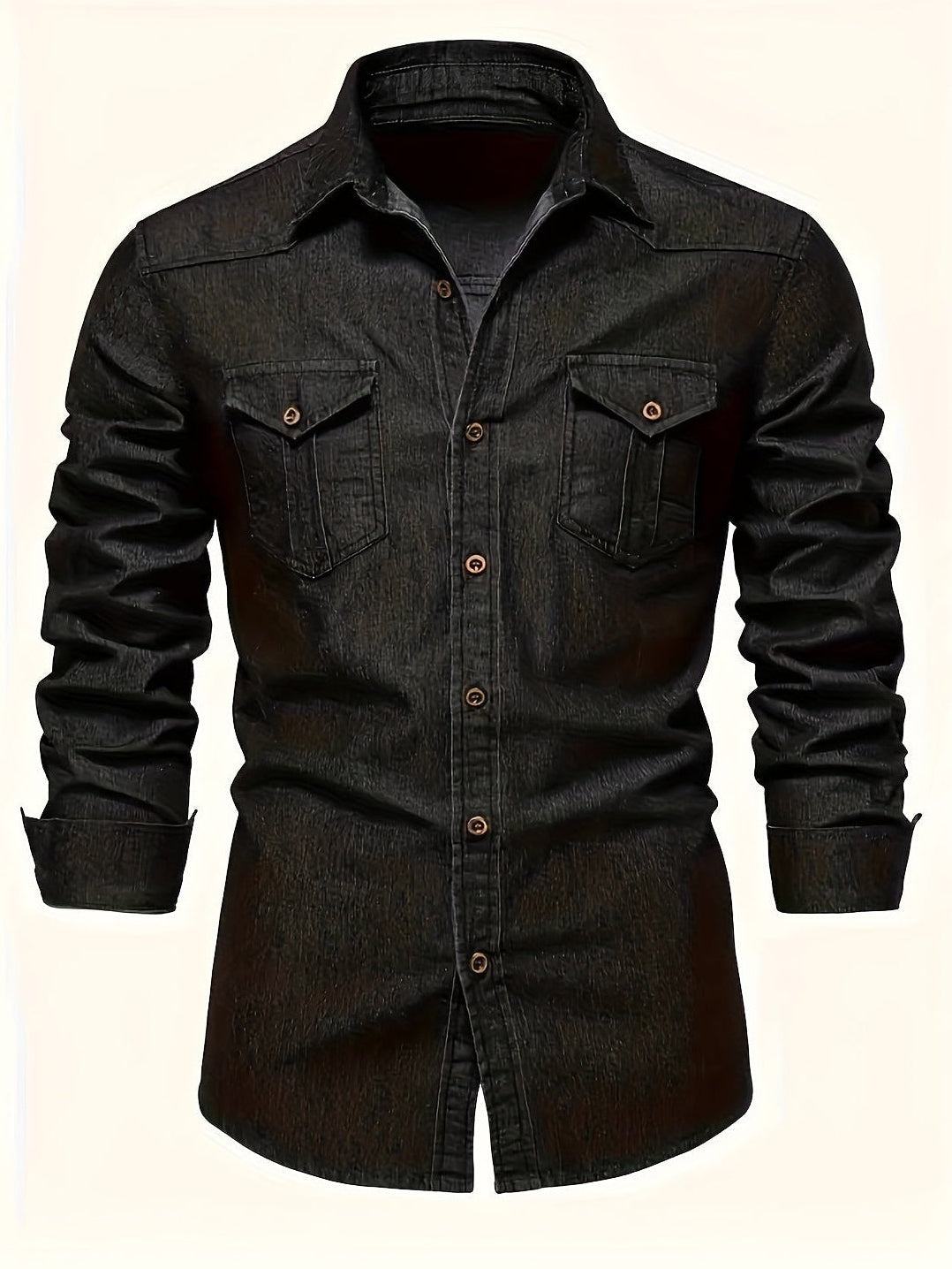 Herren Freizeithemd im Denim-Look – Modernes Langarmhemd mit Brusttaschen
