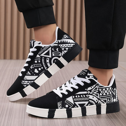 Herren Sneaker mit geometrischem Muster – Modische Freizeitschuhe für Outdoor & Alltag