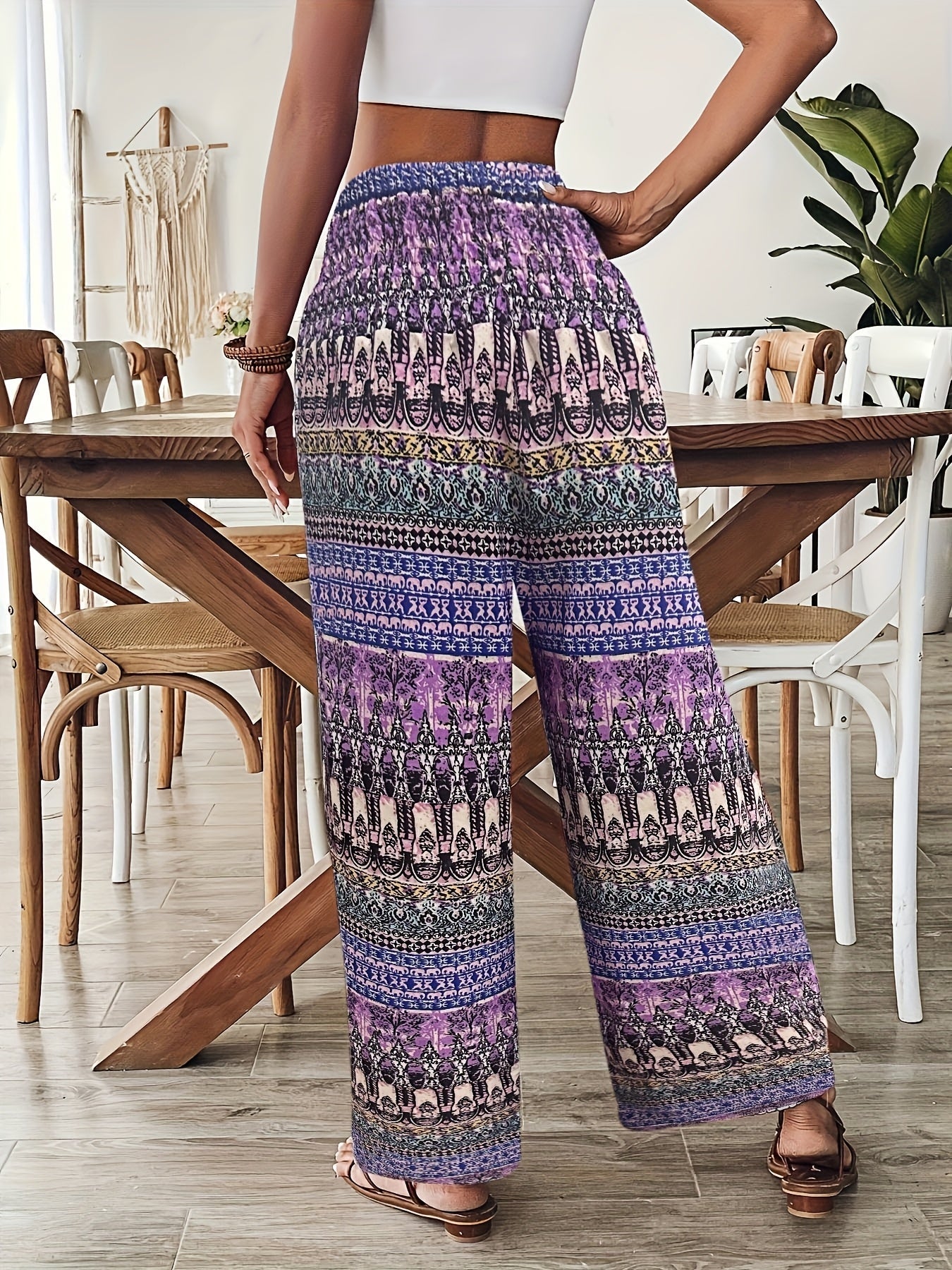 Damen Boho Weite Bein Hose – Sommer Freizeit & Urlaub Style