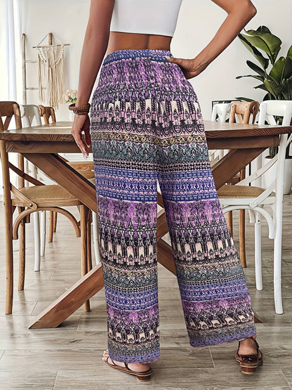 Damen Boho Weite Bein Hose – Sommer Freizeit & Urlaub Style