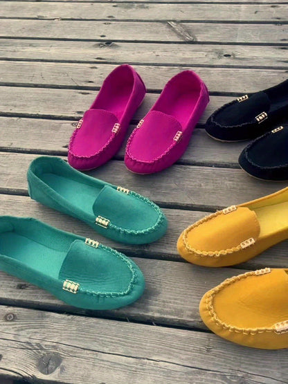Damen Mokassins Bequeme Slip-On Freizeitschuhe Elegant für Alltag und Büro