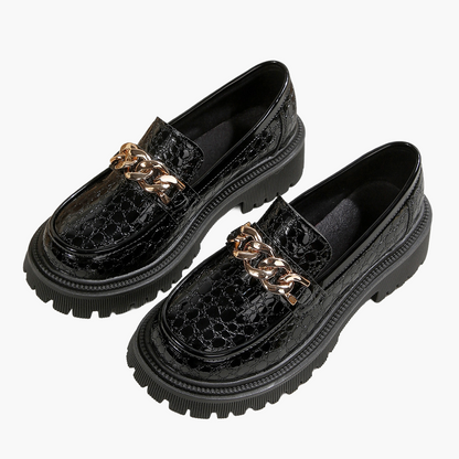 Damen Chunky Loafer mit Ketten-Detail – Stilvolle Slip-Ons für Alltag und Büro