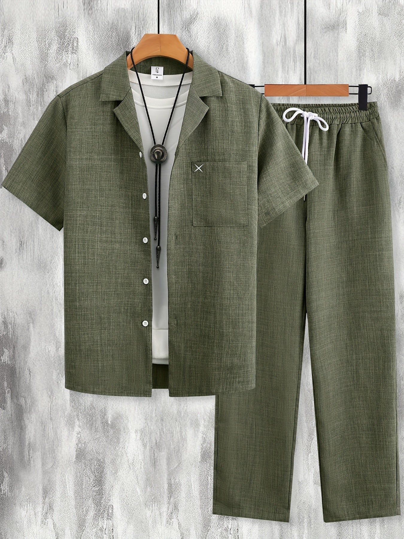 Herren Freizeit Set – Kurzarm Hemd und Hose, Sommer Lounge Outfit, Modern & Lässig