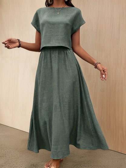 Damen Zweiteiliges Set Elegantes Crop Top und Maxirock für Alltag und besondere Anlässe