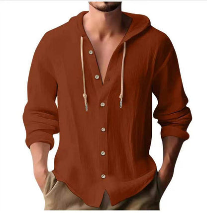 Andy – Kapuzenpullover aus Baumwollmischung – Veganes Leinen mit Knopfleiste