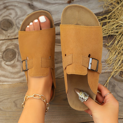 Damen Komfort-Pantoletten mit Schnalle – Modische Slip-On Sandalen für Alltag und Freizeit