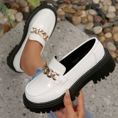 Damen Chunky Loafer mit Ketten-Detail – Stilvolle Slip-Ons für Alltag und Büro