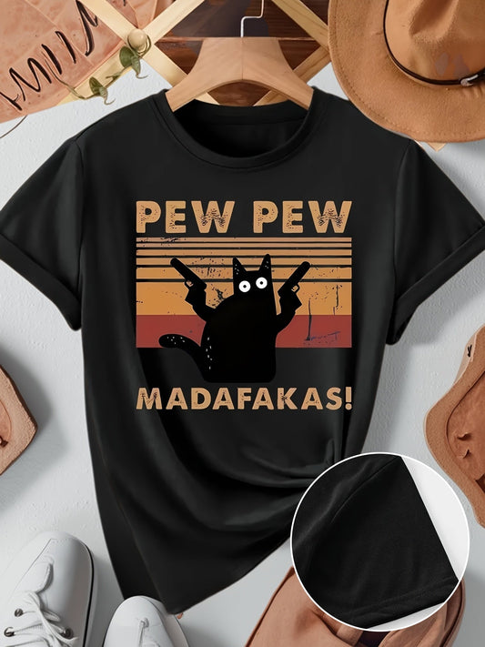Unisex Vintage Katzen T-Shirt mit lustigem Spruch und Retro-Design – Casual Streetwear für Katzenliebhaber