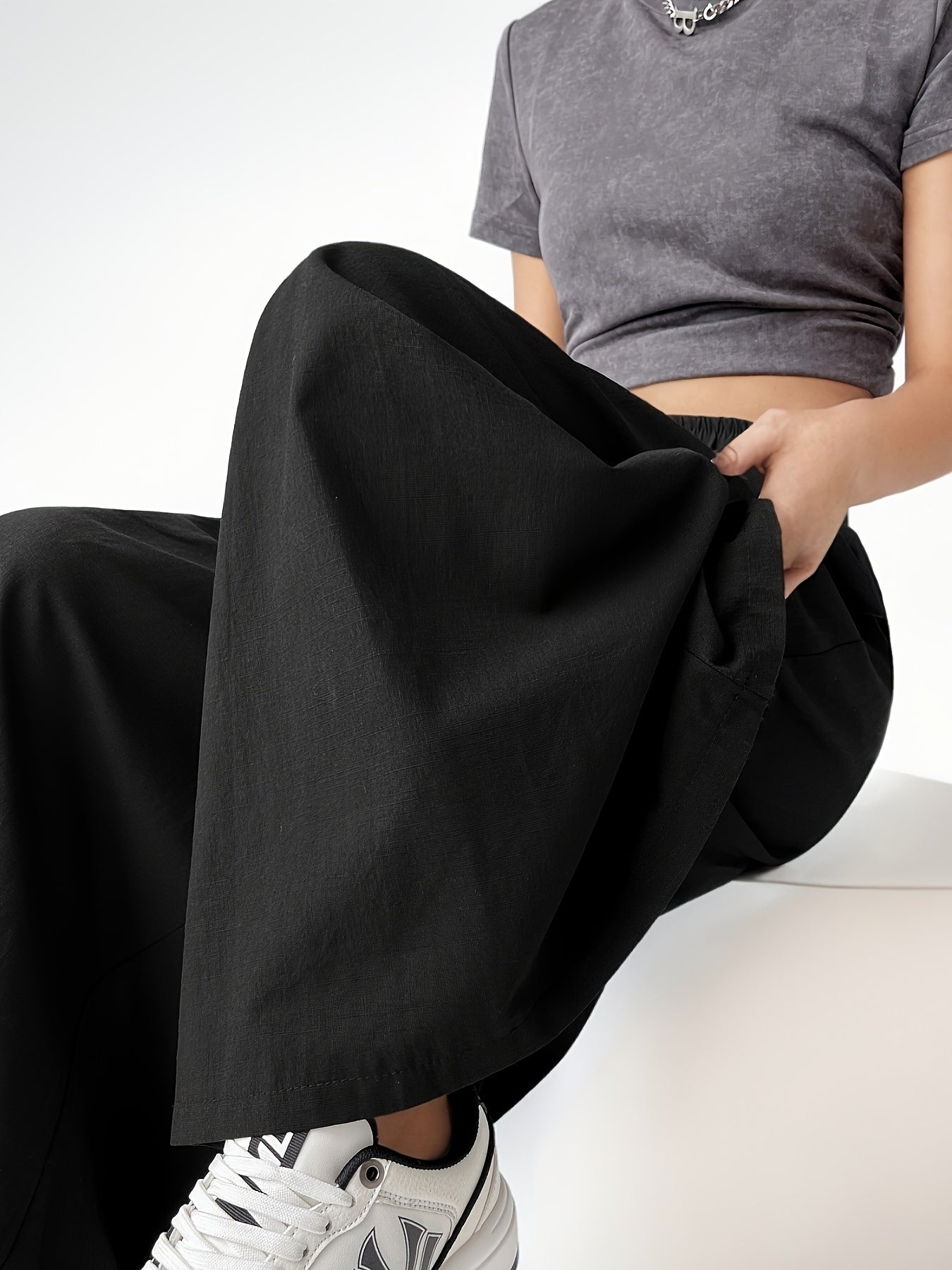 Damen Weite Palazzo Culotte Hose – Modischer Streetstyle für Freizeit und Alltag