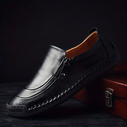 Herren Vintage Mokassin-Slipper mit Reißverschluss – Bequeme Freizeitschuhe für Alltag und Party