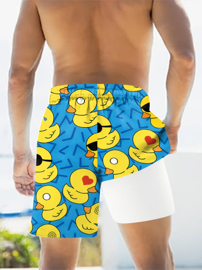 Herren Badeshorts mit Gummienten-Motiv – Lustige Schwimmshorts für Strand und Pool