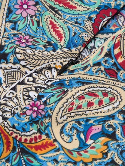Damen Sommer Midikleid Elegant mit Paisley-Muster und Schleife – Perfekt für Freizeit & Urlaub