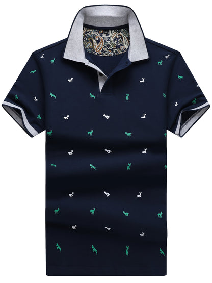Herren Polohemd mit Muster und Kontrastkragen – Modernes Freizeit-Design