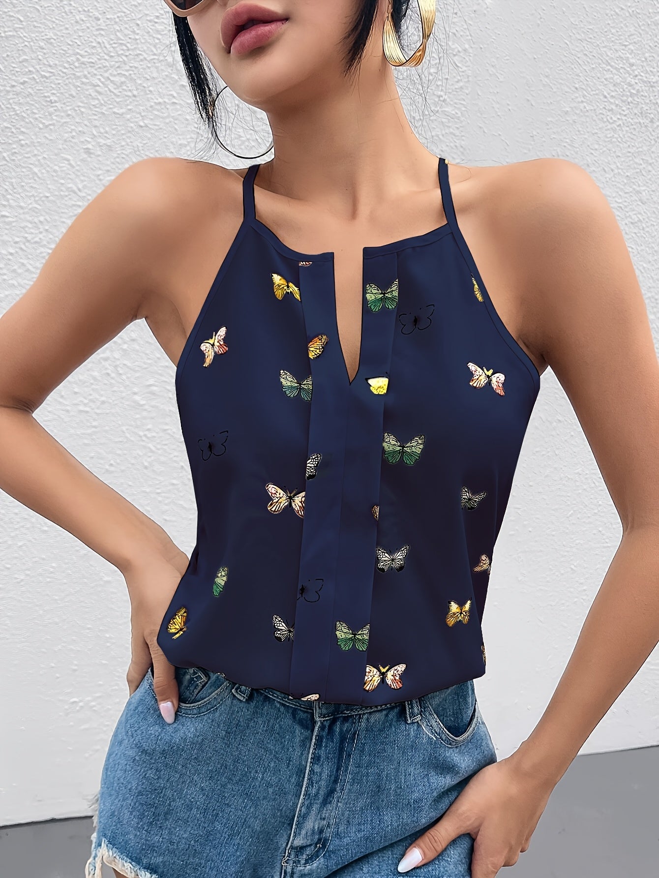 Damen Schmetterling Print Trägertop – Elegantes Sommer-Top für Freizeit & Alltag
