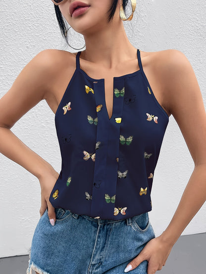 Damen Schmetterling Print Trägertop – Elegantes Sommer-Top für Freizeit & Alltag