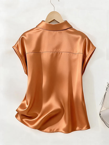 Damen Bluse mit Knopfleiste und Kragen – Elegante Kurzarmbluse für Büro und Alltag