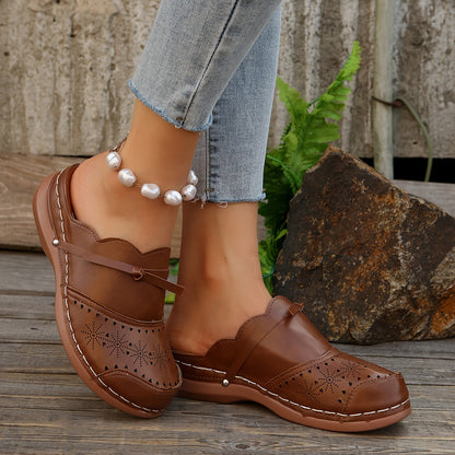 Damen Vintage Komfort Clogs Slip-On Schuhe für Freizeit und Alltag