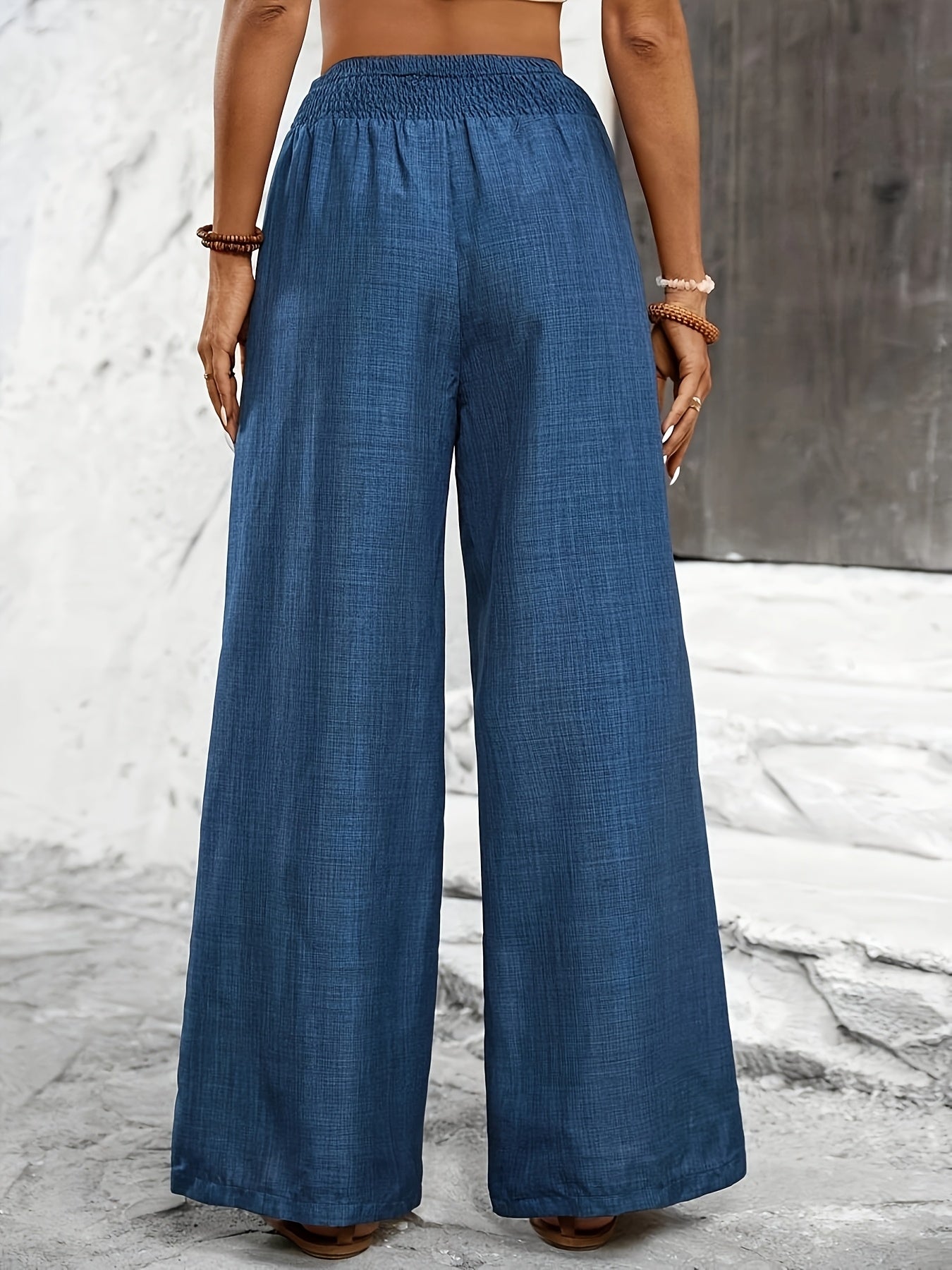 Damen Weitbeinige Freizeithose mit Elastikbund – Elegante Sommerhose für Alltag und Urlaub