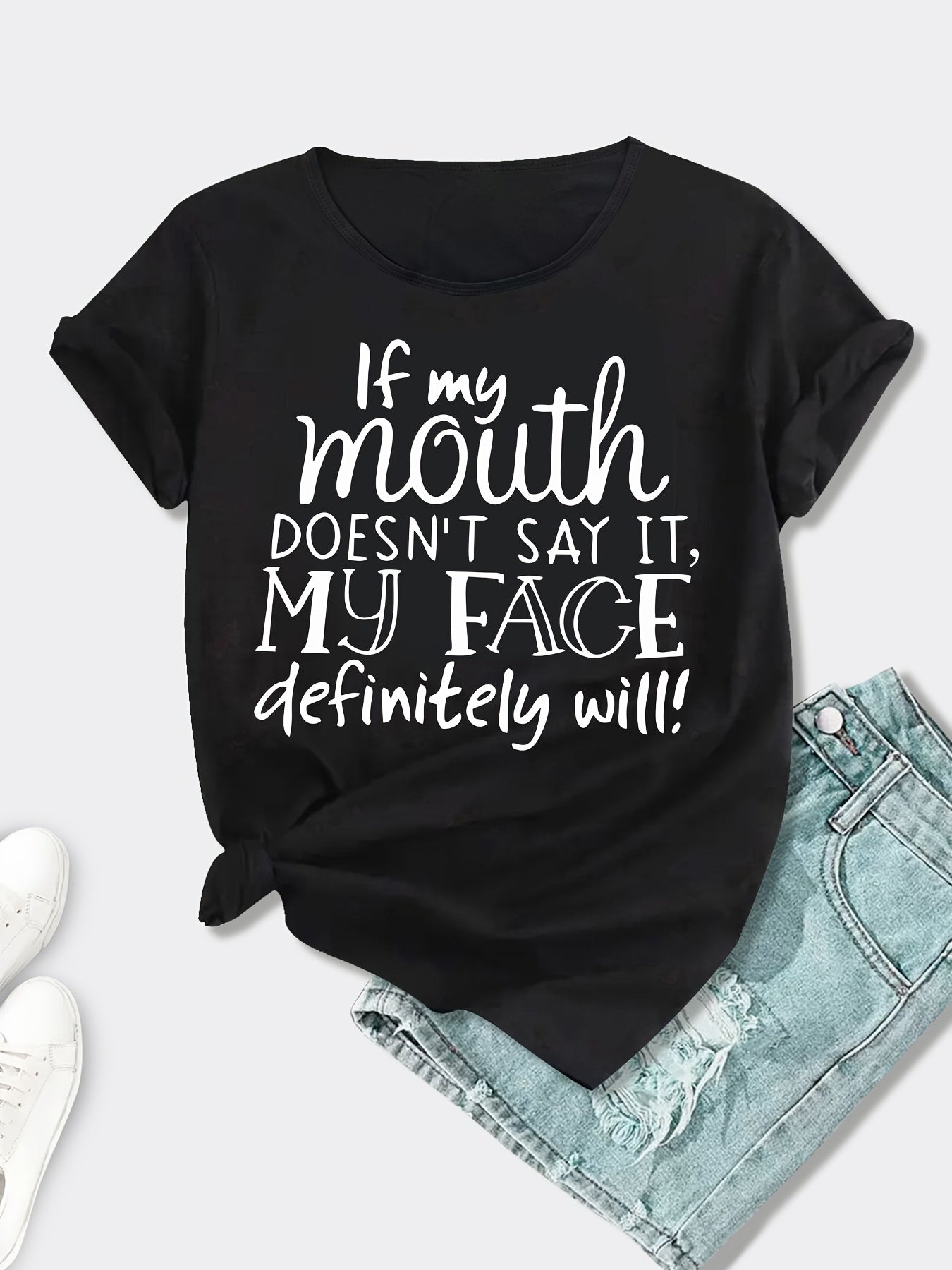 Damen Sprüche T-Shirt mit lustigem Print – Lockeres Statement Shirt für Alltag und Freizeit