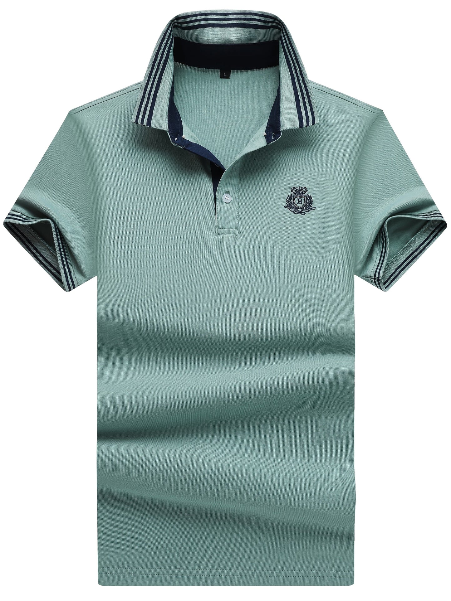 Herren Polo Shirt Klassisch Sportlich mit gesticktem Wappen und Kontrastkragen – Freizeit & Business